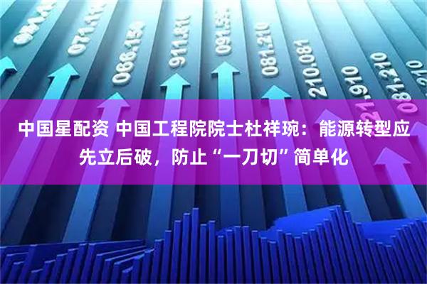 中国星配资 中国工程院院士杜祥琬：能源转型应先立后破，防止“一刀切”简单化