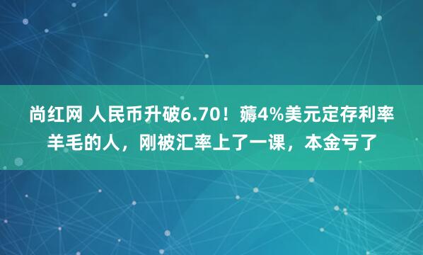 尚红网 人民币升破6.70！薅4%美元定存利率羊毛的人，刚被汇率上了一课，本金亏了